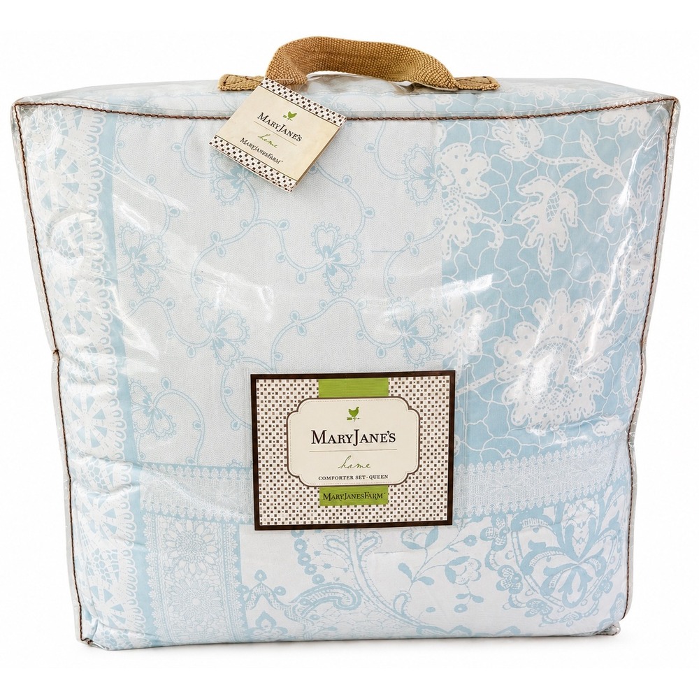 MaryJane's Farm Summer Sky Queen Comforter Set 4pc Blue White Cotton NWT